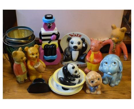 Vintage advertising and other collectables to include; ceramic display ornament advertising 'Wade Collectables', three Rupert