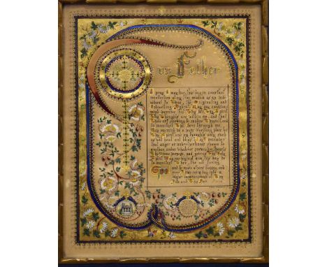 Mabel Constance Ellen Ingrey (1872-1954) - Illuminated manuscript page titled 'Our Father', 25.5cm x 18.5cm, framed and glaze