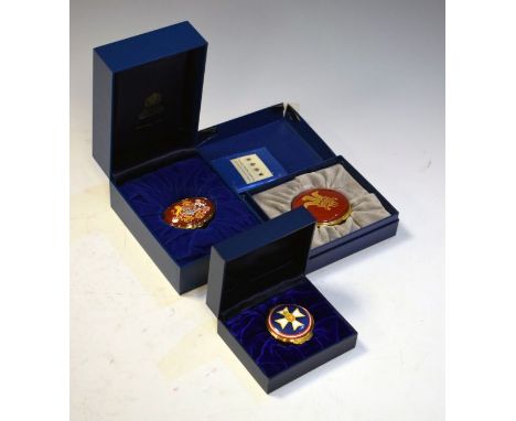 Three Halcyon Days enamel boxes - Prince of Wales feathers, Diamond Jubilee Christmas 2012 presented by her Majesty the Queen