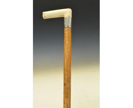 Ivory and silver mounted walking stick, the silver collar engraved H.W. Atchley, Bristol  