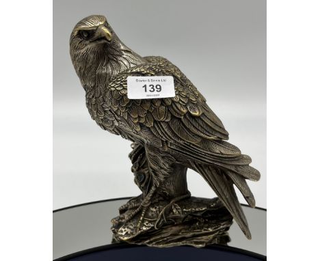 A Vintage plated Chinese eagle sculpture with removable wings. Impressed marking to the base.