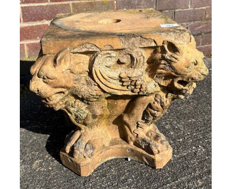 Antique/ Vintage weighted gargoyle plant pot base. [36cm High]