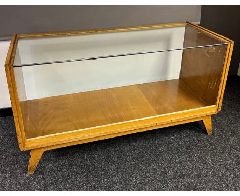 Vintage Cooperative haberdashery shop display counter, with a light wood frame and glass front and surface[83x152x61cm] 