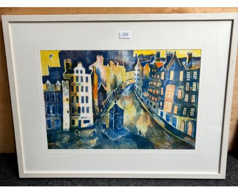 A Lithograph print titled 'Grass Market' by Michael McVeigh. [20/40][Frame 62x79cm] 