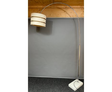 A Possible Harvey Guzzini floor standing lamp. Marble base and chrome body. Comes with material style shade. [Not tested] 