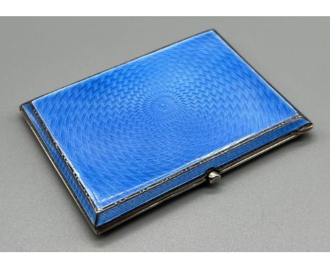 A Birmingham Silver and blue enamel cigarette/ card case. [8.5x6.5cm] [111.76grams]