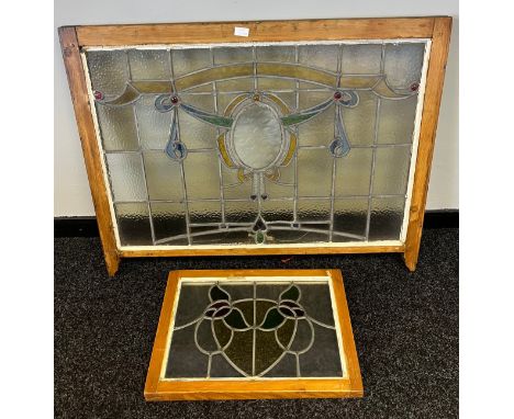 A Large Vintage/ Antique stainglass window section and one other. 