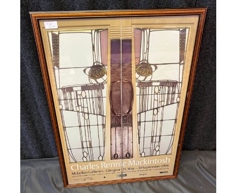 A Vintage framed poster for Charles Rennie Mackintosh McLellan Galleries- Glasgow- 25 May- 30 Sept 1996. Depicts Doors for th