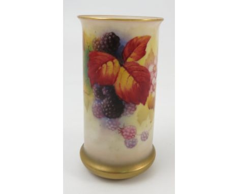 A Royal Worcester vase, hand painted with autumnal fruits and berries by Kitty Blake, shape number 2510, dated 1934, height 6