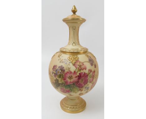 A Royal Worcester blush ivory covered vase, the globular body decorated with flowers, shape number 1851, dated circa 19112, h