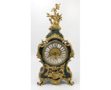 A 19th century bracket clock, with circular gilt and enamelled dial, the back plate engraved John Moore, Clerkenwell, London,