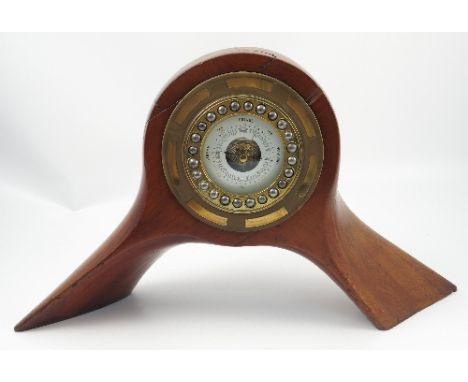 A WWI laminated mahogany propeller hub cased barometer, the case stamped BE.2.G R.A.F T.5291 L.P3359 100H.P