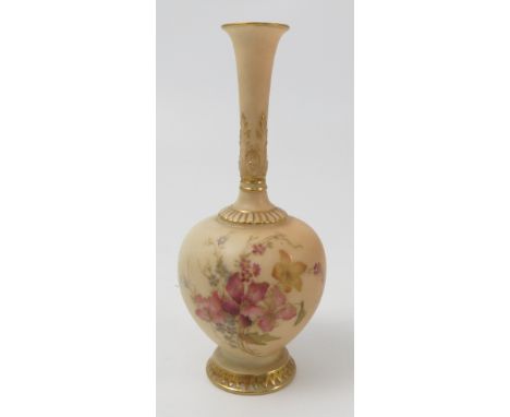 A Royal Worcester blush ivory vase, decorated with flowers to a globular body, shape number 1661, dated circa 1898, height 6.