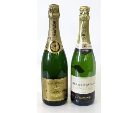A bottle of A Carpentier brut champagne, together with a bottle of Monsigny brut champagne, two bottles of Remy Pannier chard