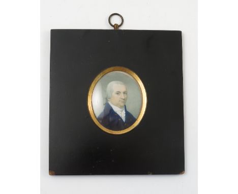 An oval portrait miniature, of a late 18th century gentleman, in blue frock coat, diameter 2.5ins, and eleven other various m