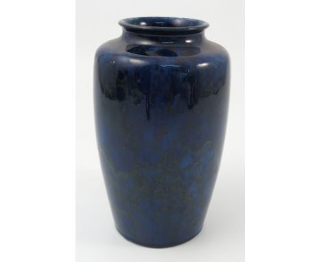 A Ruskin pottery vase, designed by William Howson Taylor, decorated with a mottled blue glaze, bearing scissor mark to base a