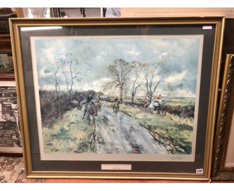 ARTISTS PROOF PRINT THE  BELVOIR RUNNING AWAY FROM GOADBY GORSE BY MICHAEL LYNE BLIND STUDIO STAMP SIGNED IN PENCIL MICHAEL L