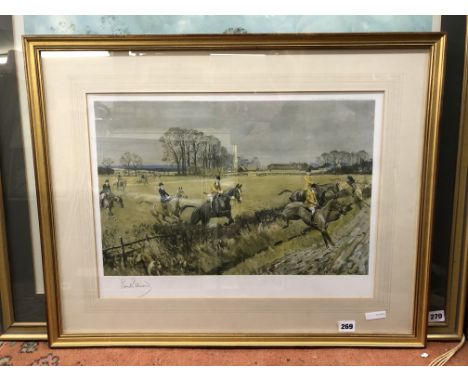 LIMITED EDITION PROOF PRINT EQUESTRIAN HUNT AFTER LIONEL EDWARDS, SIGNED LIONEL EDWARDS IN PENCIL F/G 52CM X 38CM