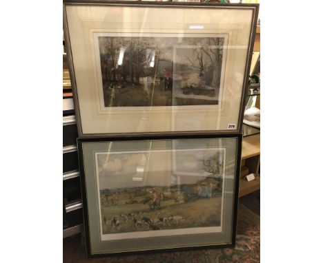 LITHOGRAPHIC PRINT ENTITLED THE SOUTHWOLD EQUESTRIAN HUNT SIGNED PENCIL LIONEL EDWARDS F/G AND THE SOUTH STAFFORDSHIRE HUNT A