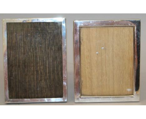 TWO PLAIN UPRIGHT EASEL PHOTOGRAPH FRAMES. 5.75ins high x 4.5ins wide. One Birmingham 1931.