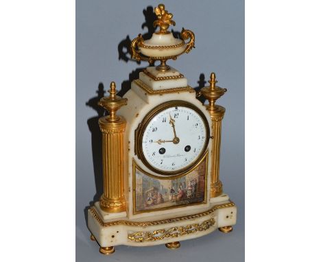 A SUPERB 19TH CENTURY FRENCH WHITE MARBLE AND ORMOLU CLOCK by C. CLEMENTS A. PARIS, with eight day movement signed PLANCHON P