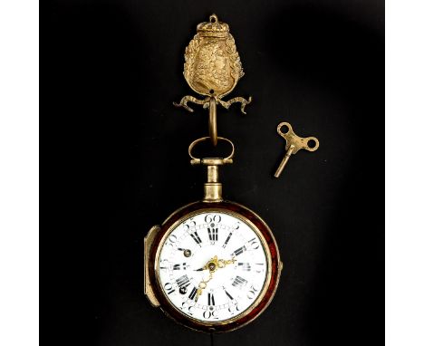 Switzerland - France, ca. 1740, diameter 106 mm., with alarm clock and pull repeater. Also the original carriage hook, which 