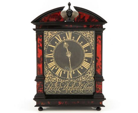 Case is inlaid with ebony and tortoiseshell. This clock was bought by the van der Elst family in the 17th Century from the wi