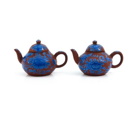 Blue floral and butterfly enamel decor, 7 cm. tall. 