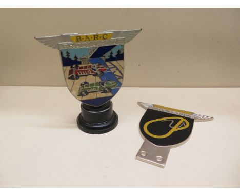 A Brooklands Automobile Racing Club enamel car badge on stand by Spencer London number 868 - some chipping and touching in to