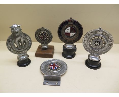 Three Royal Automobile Club Associate car badges - all with chipped enamel - a  Commercial Motor Users Associate badge - enam