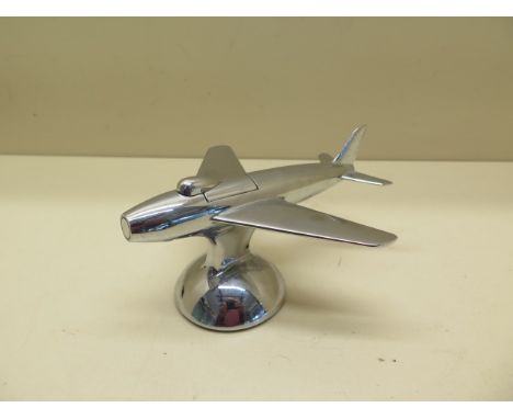 A vintage Dunhill chrome novelty petrol table lighter in the form of a 1954 F-86 Sabre jet plane - 16cm long - good condition