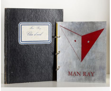 NO RESERVE Man Ray.-  Man Ray, leaves edged in yellow, original ring-bound aluminium boards with design printed in red on upp