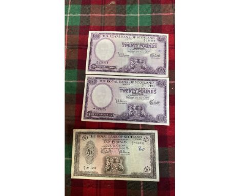  Sale Item:    2 x £20 NOTES &amp; 1 £10 NOTE   Vat Status:   No Vat   Buyers Premium:  This lot is subject to a Buyers Premi