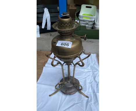  Sale Item:    BRASS OIL LAMP &amp; STAND   Vat Status:   No Vat   Buyers Premium:  This lot is subject to a Buyers Premium o