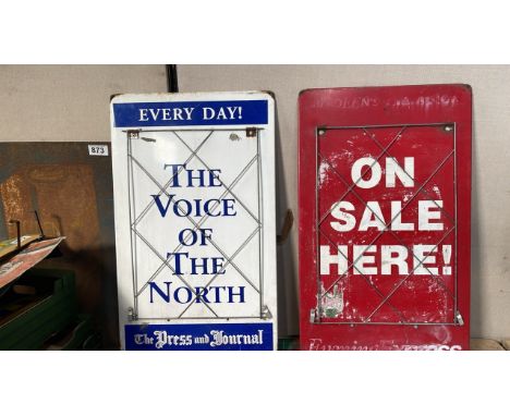  Sale Item:    2 SIGNS- PRESS + JOURNAL &amp; EVENING EXPESS (AF)  Vat Status:   No Vat   Buyers Premium:  This lot is subjec