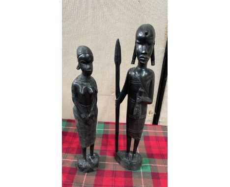  Sale Item:    2 CARVED FIGURES   Vat Status:   No Vat   Buyers Premium:  This lot is subject to a Buyers Premium of 17.5% + 