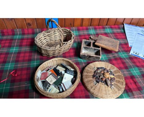  Sale Item:    SMALL WILLOW BASKET BASKET MATCH BOXES &amp; SPICE BOX (AF)  Vat Status:   No Vat   Buyers Premium:  This lot 