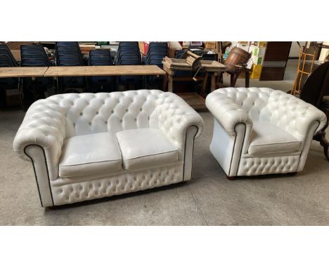  Sale Item:    CHESTERFIELD SOFA &amp; CHAIR (AF)   Vat Status:   No Vat   Buyers Premium:  This lot is subject to a Buyers P