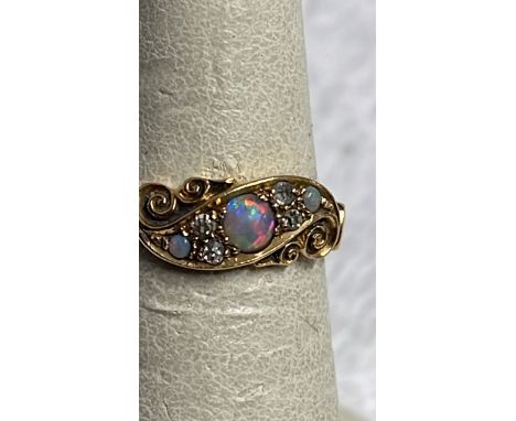  Sale Item:    GOLD OPAL DRESS RING - SIZE L-M   Vat Status:   No Vat   Buyers Premium:  This lot is subject to a Buyers Prem