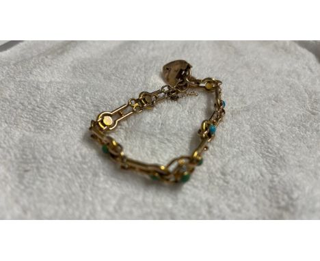 Sale Item:    9CT TURQUOISE BRACELET - 14G   Vat Status:   No Vat   Buyers Premium:  This lot is subject to a Buyers Premium