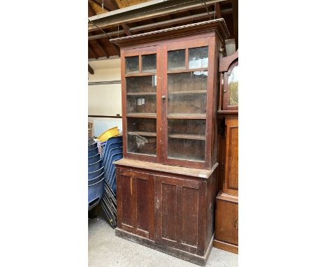  Sale Item:    PITCH PINE GLAZED CABINET (AF)   Vat Status:   No Vat   Buyers Premium:  This lot is subject to a Buyers Premi