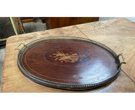  Sale Item:    INLAID BRASS GALLERY TRAY (AF)   Vat Status:   No Vat   Buyers Premium:  This lot is subject to a Buyers Premi