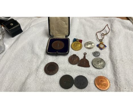 Sale Item:    BOX TOKENS MEDALS &amp; COINS (AF)   Vat Status:   No Vat   Buyers Premium:  This lot is subject to a Buyers P