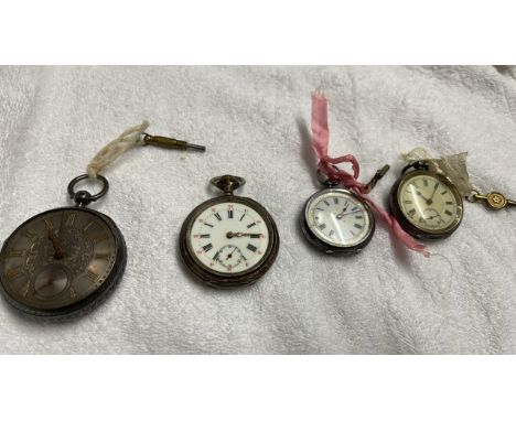  Sale Item:    4 SILVER POCKET WATCHES (AF)   Vat Status:   No Vat   Buyers Premium:  This lot is subject to a Buyers Premium