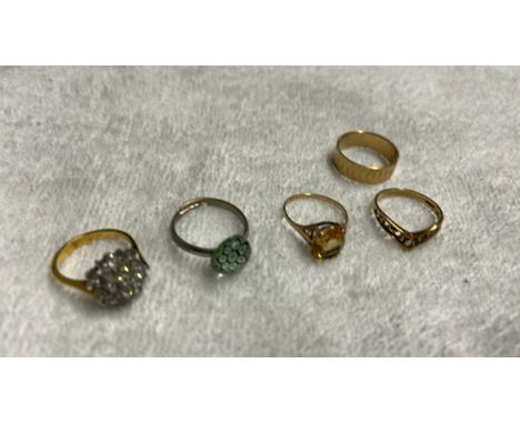  Sale Item:    4 x DRESS RINGS+ 1 9CT GOLD RING   Vat Status:   No Vat   Buyers Premium:  This lot is subject to a Buyers Pre
