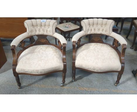  Sale Item:    2 INLAID TUB CHAIRS   Vat Status:   No Vat   Buyers Premium:  This lot is subject to a Buyers Premium of 17.5%