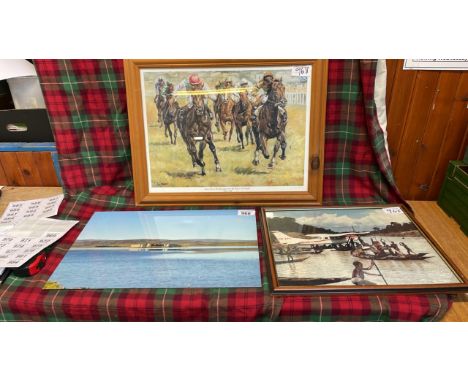  Sale Item:    3 PICTURES-HORSE RACING SCOTTISH SCENE &amp; BOAT + PLANES (AF)  Vat Status:   No Vat   Buyers Premium:  This 