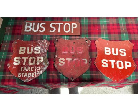  Sale Item:    4 RED BUS STOP SIGNS (AF)   Vat Status:   No Vat   Buyers Premium:  This lot is subject to a Buyers Premium of