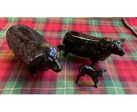  Sale Item:    BESWICK ABERDEEN ANGUS COW &amp; CALF, BULL UNMARKED  Vat Status:   No Vat   Buyers Premium:  This lot is subj