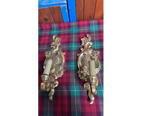  Sale Item:    PAIR OF GILDED WALL SCONCES   Vat Status:   No Vat   Buyers Premium:  This lot is subject to a Buyers Premium 